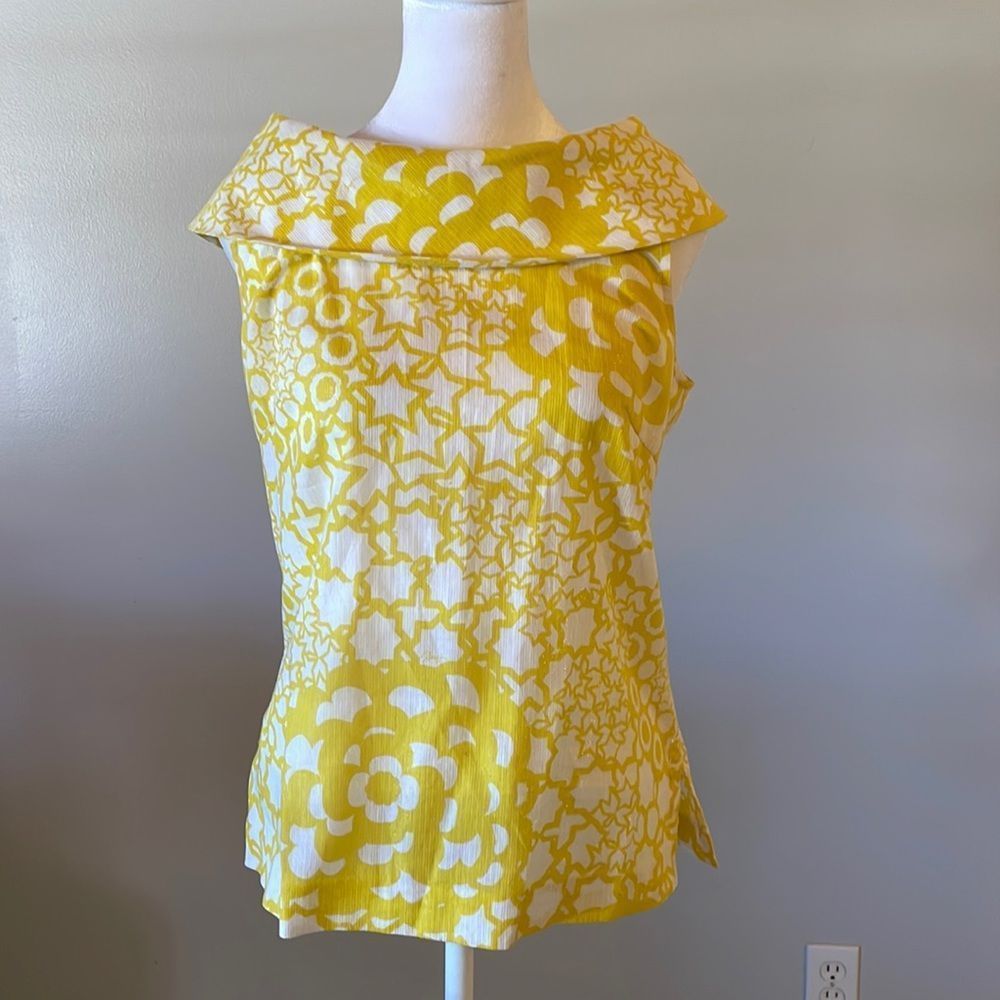 [Trina Turk] Yellow/White Floral Blouse - Size Small